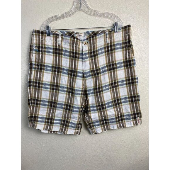 Tommy Bahama Other - Tommy Bahama Linen Relax Mens Shorts Size 38 Plaid Chino Vacation Brown beach